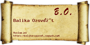Balika Ozsvát névjegykártya